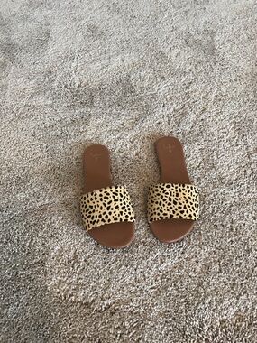 Lulu's Leopard Print Slide Sandals in Tan and Black